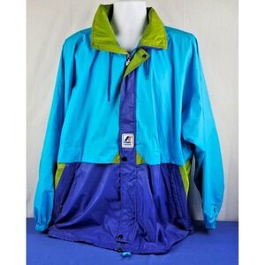 Vintage K-Way Kway Windbreaker Mens XL Packable Rain Shell Jacket Blue France